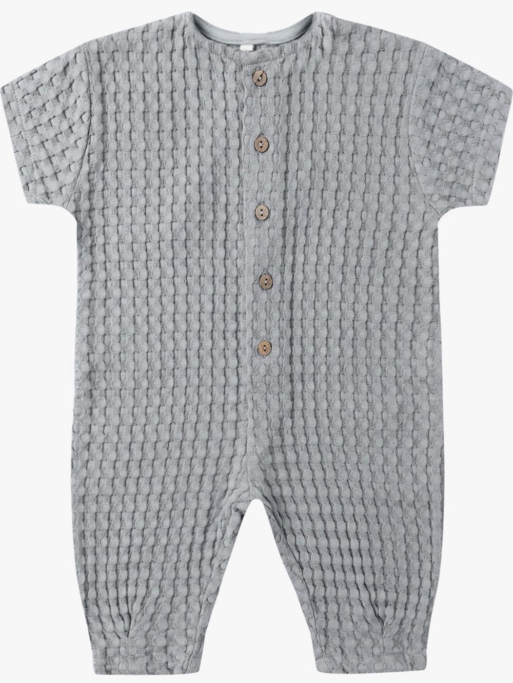 Quincy Mae Gray Waffle-Knit Short-Sleeve One-Piece